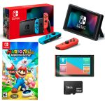 Nuevo Nintendo Switch Mario Rabbids Kingdom Battle Joy Cons Bundle + 16GB + Más